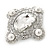 'Old Hollywood' White Simulated Pearl, Clear Crystal Oval Brooch In Rhodium Plating - 50mm Across - view 5