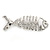 Silver Tone, Clear Crystal Fish Skeleton Brooch - 63mm L - view 6