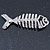 Silver Tone, Clear Crystal Fish Skeleton Brooch - 63mm L - view 5
