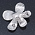 Clear Austrian Crystal, Pearl Asymmetrical Flower Brooch In Rhodium Plating - 50mm Across - view 3