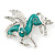 Small Green Enamel Pegasus the Winged Horse Brooch In Rhodium Plating - 35mm Across - view 2
