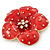 Red Enamel, Crystal Poppy Flower Brooch In Gold Plating - 50mm D - view 2