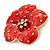 Red Enamel, Crystal Poppy Flower Brooch In Gold Plating - 50mm D - view 3