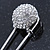 Clear Austrian Crystal Button Safety Pin Brooch In Rhodium Plating - 50mm L - view 3
