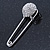 Clear Austrian Crystal Button Safety Pin Brooch In Rhodium Plating - 50mm L - view 5