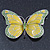 Olive/ Light Green Enamel, Crystal Butterfly Brooch In Rhodium Plating - 65mm Across - view 5
