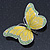 Olive/ Light Green Enamel, Crystal Butterfly Brooch In Rhodium Plating - 65mm Across - view 7