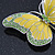Olive/ Light Green Enamel, Crystal Butterfly Brooch In Rhodium Plating - 65mm Across - view 6