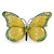 Olive/ Light Green Enamel, Crystal Butterfly Brooch In Rhodium Plating - 65mm Across - view 1