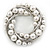 White Simulated Pearl Wreath Brooch In Silver Tone - 45mm D