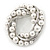 White Simulated Pearl Wreath Brooch In Silver Tone - 45mm D - view 4