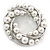 White Simulated Pearl Wreath Brooch In Silver Tone - 45mm D - view 6