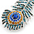 Large Stunning Crystal Peacock Feather Brooch In Rhodium Plating (Teal/ Blue/ Orange) - 11cm L - view 5