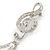 Clear Crystal Treble Clef and Skull & Crossbones, Pearl Beaded Chain Brooch In Rhodium Plating - view 7