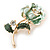 Romantic Mint/ Dark Green Crystal Rose Flower Brooch In Gold Plating - 52mm L - view 3