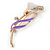 Delicate Pink/ Purple Crystal Calla Lily Brooch In Gold Plating - 55mm L - view 2