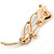 Delicate Magnolia/ Bronze Crystal Calla Lily Brooch In Gold Plating - 55mm L - view 6