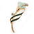 Delicate Mint/ Dark Green Crystal Calla Lily Brooch In Gold Plating - 55mm L