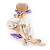Pink/ Purple Crystal Calla Lily With Cat's Eye Stone Floral Brooch In Gold Tone - 48mm L - view 3