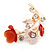 Pink/ Coral Crystal Calla Lily With Cat's Eye Stone Floral Brooch In Gold Tone - 48mm L - view 2