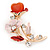 Pink/ Coral Crystal Calla Lily With Cat's Eye Stone Floral Brooch In Gold Tone - 48mm L - view 3