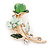 Mint/ Green Crystal Calla Lily With Cat's Eye Stone Floral Brooch In Gold Tone - 48mm L - view 3