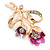 Fuchsia/ Pink Crystal Tulip Brooch In Gold Tone - 55mm L - view 2