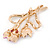 Fuchsia/ Pink Crystal Tulip Brooch In Gold Tone - 55mm L - view 4