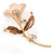 Bronze/ Magnolia Enamel, Crystal Calla Lily Brooch In Gold Plating - 53mm L - view 3