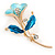 Light Blue/ Teal Enamel, Crystal Calla Lily Brooch In Gold Plating - 53mm L - view 2