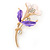Purple/ Magnolia Enamel, Crystal Calla Lily Brooch In Gold Plating - 53mm L
