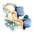 Azure Enamel, Crystal With Blue Glass Stones Floral Brooch In Gold Plating - 45mm L - view 3