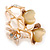 Magnolia Enamel, Crystal With Nude Glass Stones Floral Brooch In Gold Plating - 45mm L - view 3