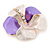 Purple/ Cream Enamel, Crystal Flower Brooch In Gold Plating - 30mm Across - view 2