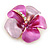 Pink/ Fuchsia Enamel, Crystal Flower Brooch In Gold Plating - 30mm Across - view 2