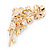 Purple/ Cream Enamel, Crystal Flowers and Butterfly Brooch In Gold Tone - 50mm L - view 4