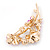 Pink/ Fuchsia Enamel, Crystal Flowers and Butterfly Brooch In Gold Tone - 50mm L - view 4