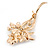 Magnolia/ Bronze Enamel, Crystal Triple Flower Brooch In Gold Tone - 55mm L - view 4