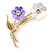 Purple/ White/ Olive Two Daisy Floral Brooch - 50mm L