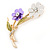 Purple/ White/ Olive Two Daisy Floral Brooch - 50mm L - view 3