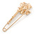 Clear Crystal Clover Safety Pin In Gold Tone - 55mm L - view 3
