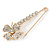 Clear Crystal Clover Safety Pin In Gold Tone - 55mm L - view 4
