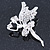 Clear Crystal Fairy Brooch In Silver Tone - 55mm L - view 3