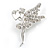 Clear Crystal Fairy Brooch In Silver Tone - 55mm L - view 6