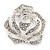 Diamante Rose Scarf Pin/ Brooch In Silver Tone - 38mm Across - view 4