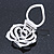Diamante Rose Scarf Pin/ Brooch In Silver Tone - 38mm Across - view 3