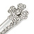 Clear Crystal Clover Safety Pin Brooch In Silver Tone - 55mm L - view 3