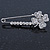 Clear Crystal Clover Safety Pin Brooch In Silver Tone - 55mm L - view 7