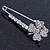 Clear Crystal Clover Safety Pin Brooch In Silver Tone - 55mm L - view 5