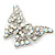 AB Crystal Butterfly Brooch In Silver Tone - 55mm Across - view 6